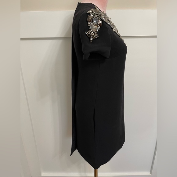 Authentic 100% Silk 2011 Runway Spike Bling Stud Cape Style Dress Size 38 - US 2 - Picture 4 of 11